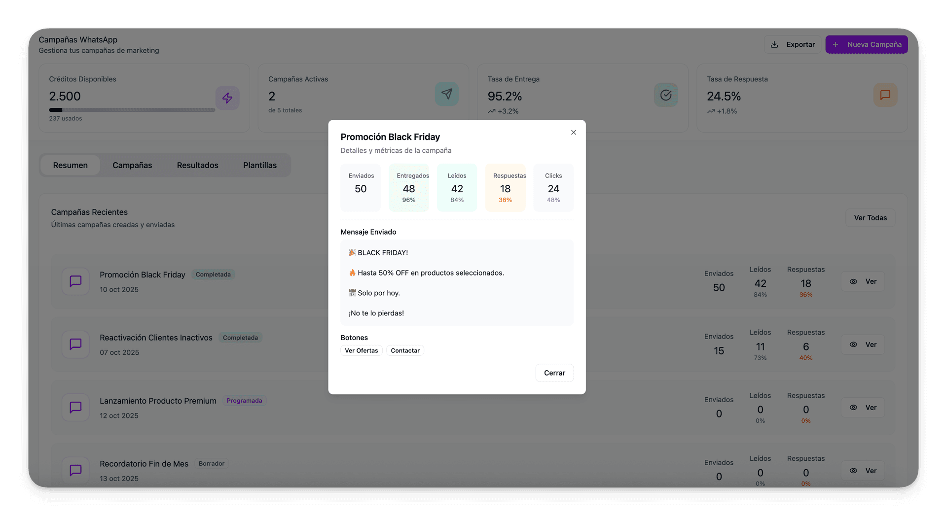 Campañas WhatsApp Mintii