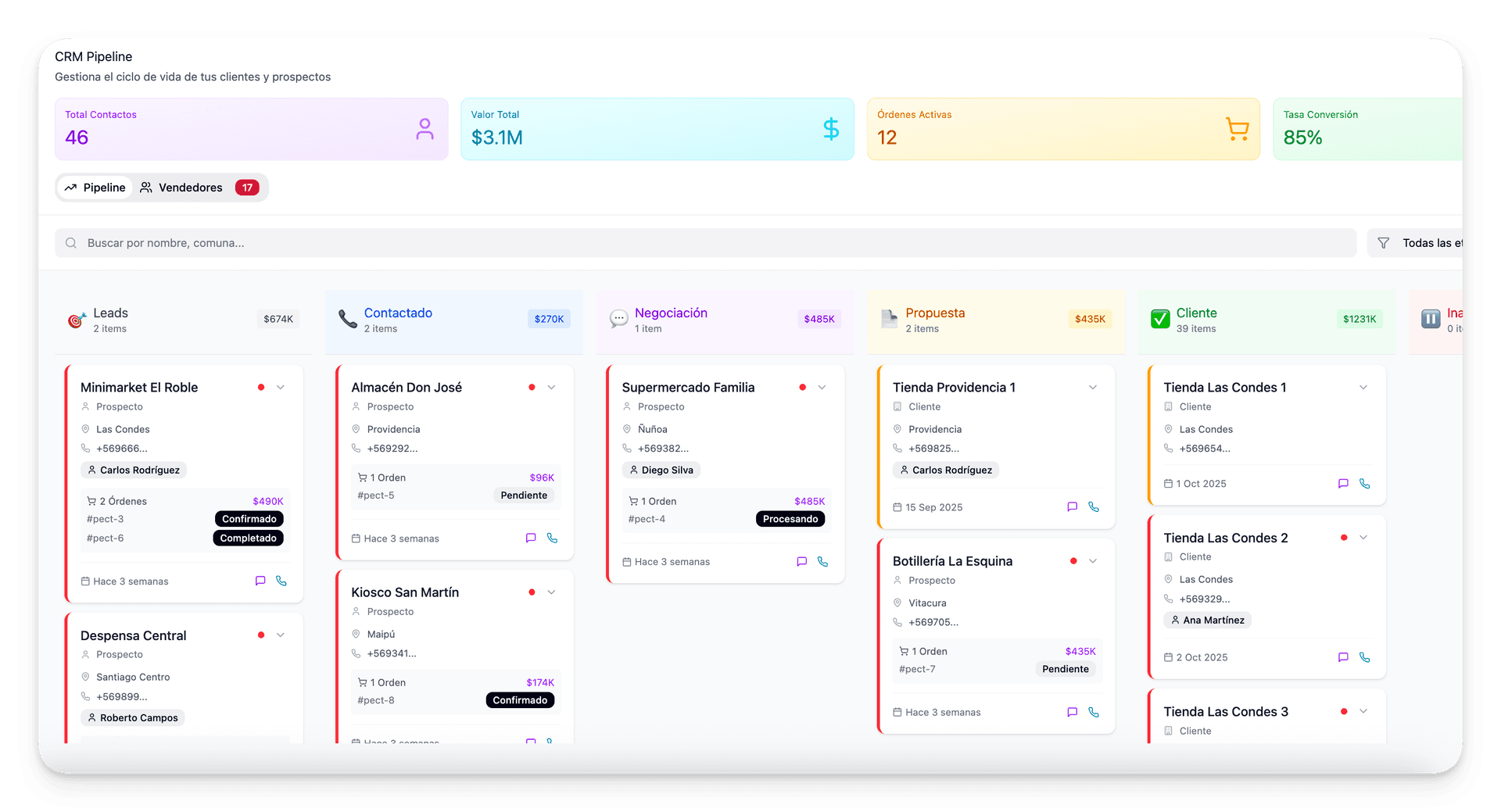 CRM Mintii - Vista detallada de clientes